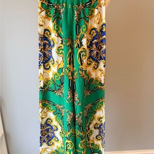 Vici Green and Blue Baroque Wide Leg Pants